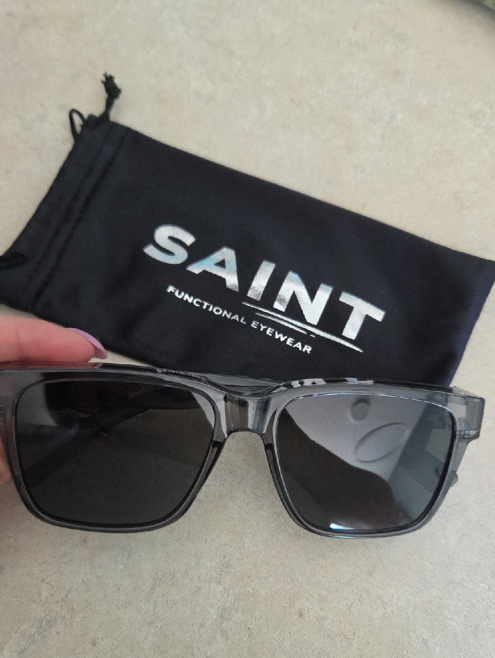 SAINT Functional Eyewear Clear Frame Sunglasses - Black Lenses